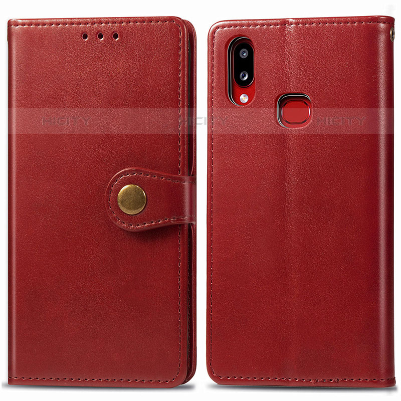 Funda de Cuero Cartera con Soporte Carcasa S05D para Samsung Galaxy M01s Rojo