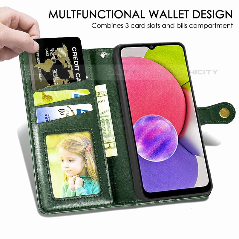 Funda de Cuero Cartera con Soporte Carcasa S05D para Samsung Galaxy M02s