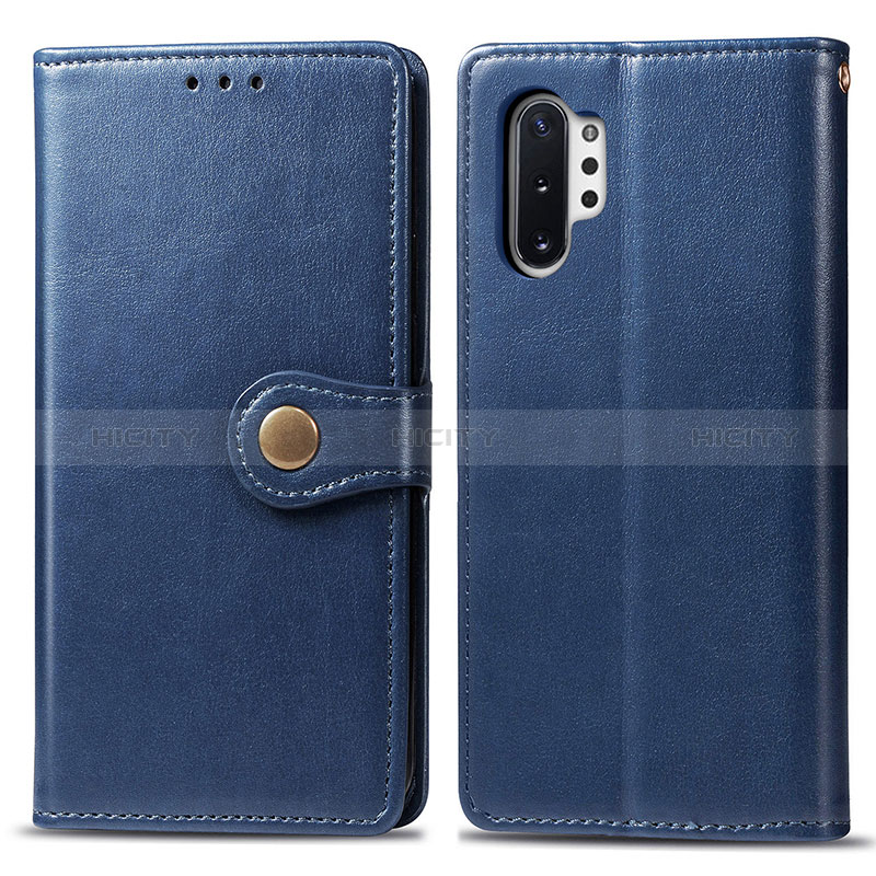 Funda de Cuero Cartera con Soporte Carcasa S05D para Samsung Galaxy Note 10 Plus 5G Azul