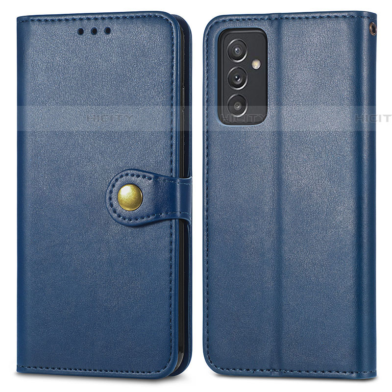 Funda de Cuero Cartera con Soporte Carcasa S05D para Samsung Galaxy Quantum4 5G Azul