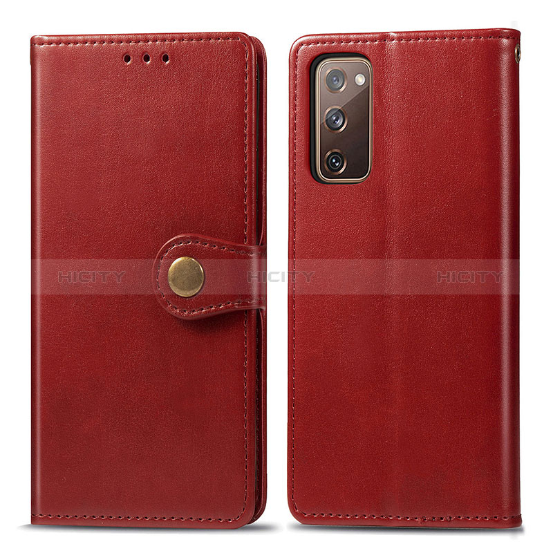 Funda de Cuero Cartera con Soporte Carcasa S05D para Samsung Galaxy S20 FE 5G Rojo