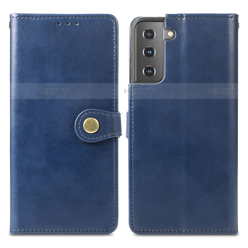 Funda de Cuero Cartera con Soporte Carcasa S05D para Samsung Galaxy S21 Plus 5G Azul