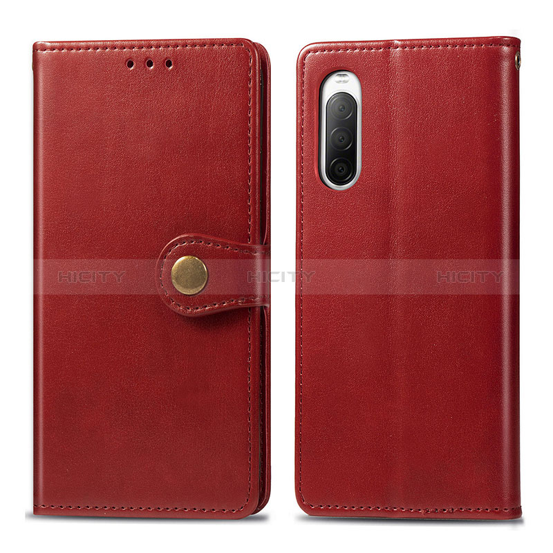 Funda de Cuero Cartera con Soporte Carcasa S05D para Sony Xperia 10 II Rojo