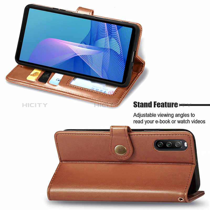 Funda de Cuero Cartera con Soporte Carcasa S05D para Sony Xperia 10 III