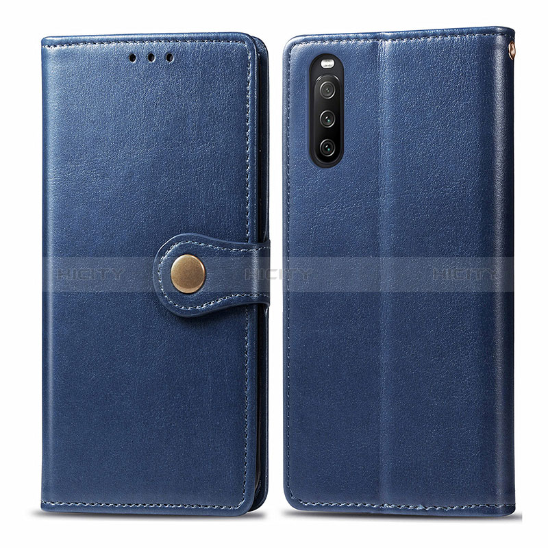 Funda de Cuero Cartera con Soporte Carcasa S05D para Sony Xperia 10 III Azul