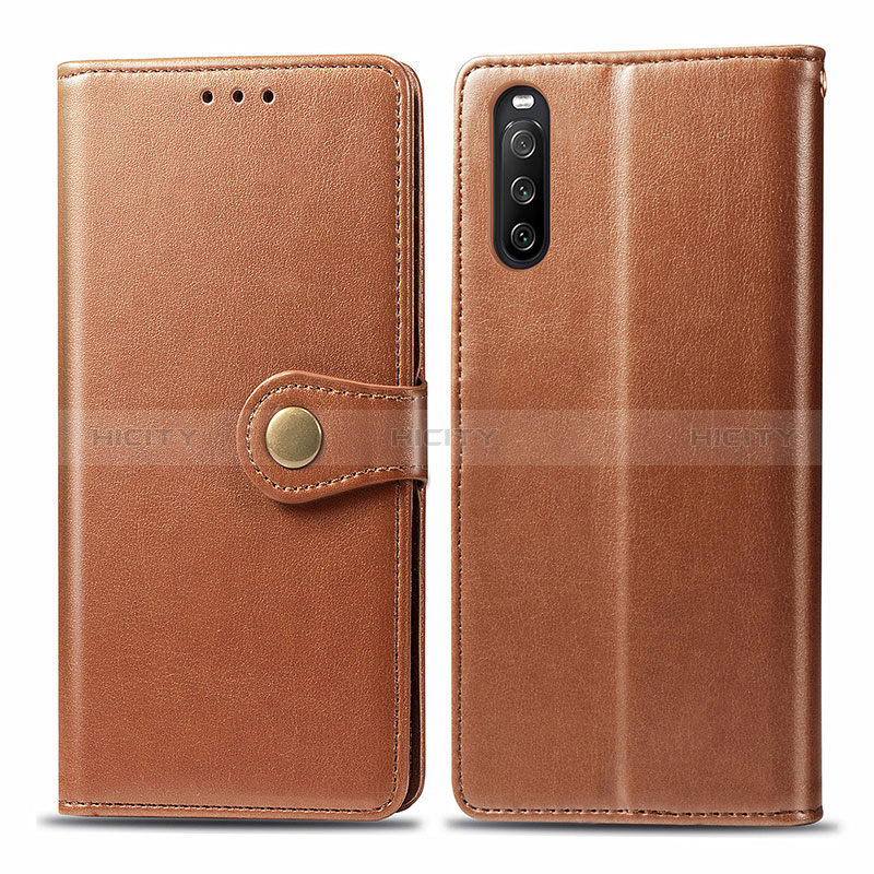 Funda de Cuero Cartera con Soporte Carcasa S05D para Sony Xperia 10 III SO-52B Marron