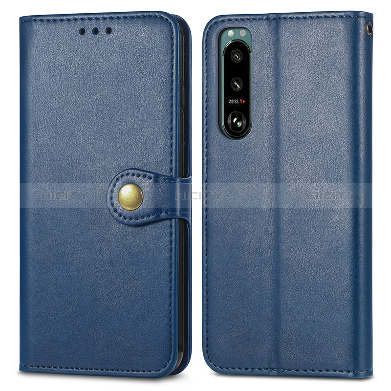 Funda de Cuero Cartera con Soporte Carcasa S05D para Sony Xperia 5 III SO-53B Azul