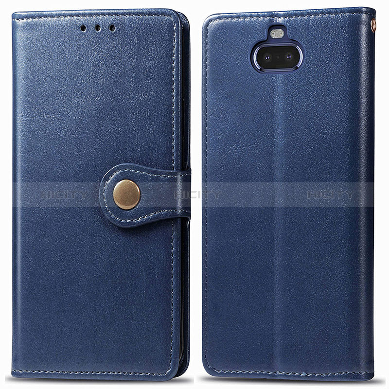 Funda de Cuero Cartera con Soporte Carcasa S05D para Sony Xperia 8 Azul