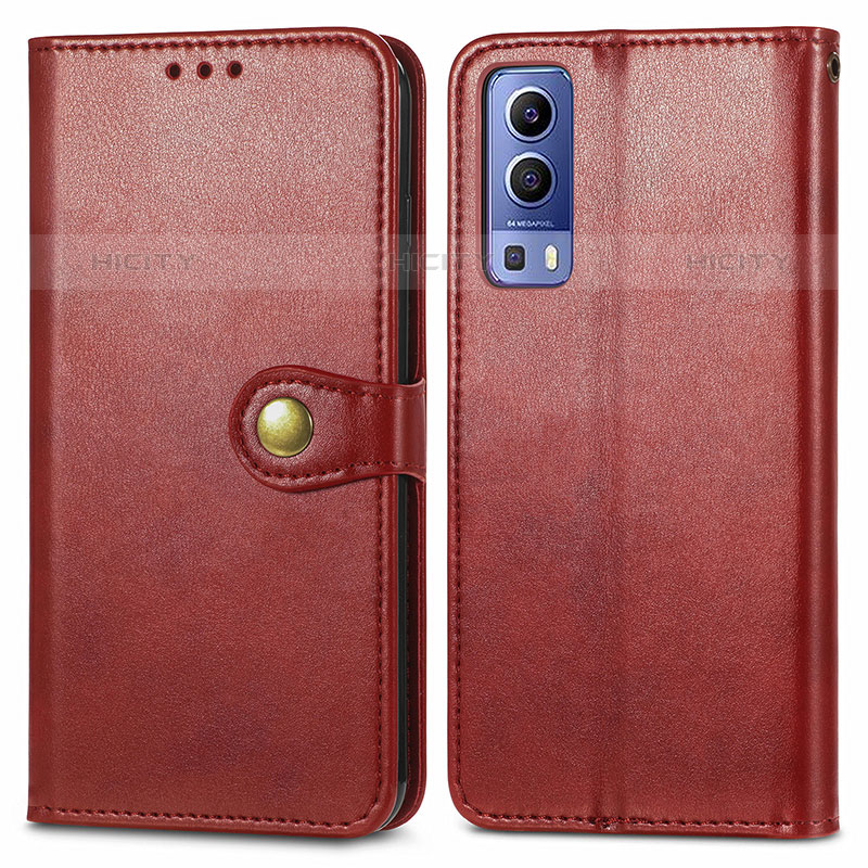 Funda de Cuero Cartera con Soporte Carcasa S05D para Vivo iQOO Z3 5G Rojo