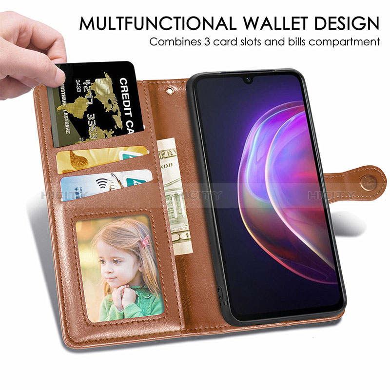 Funda de Cuero Cartera con Soporte Carcasa S05D para Vivo V21 5G