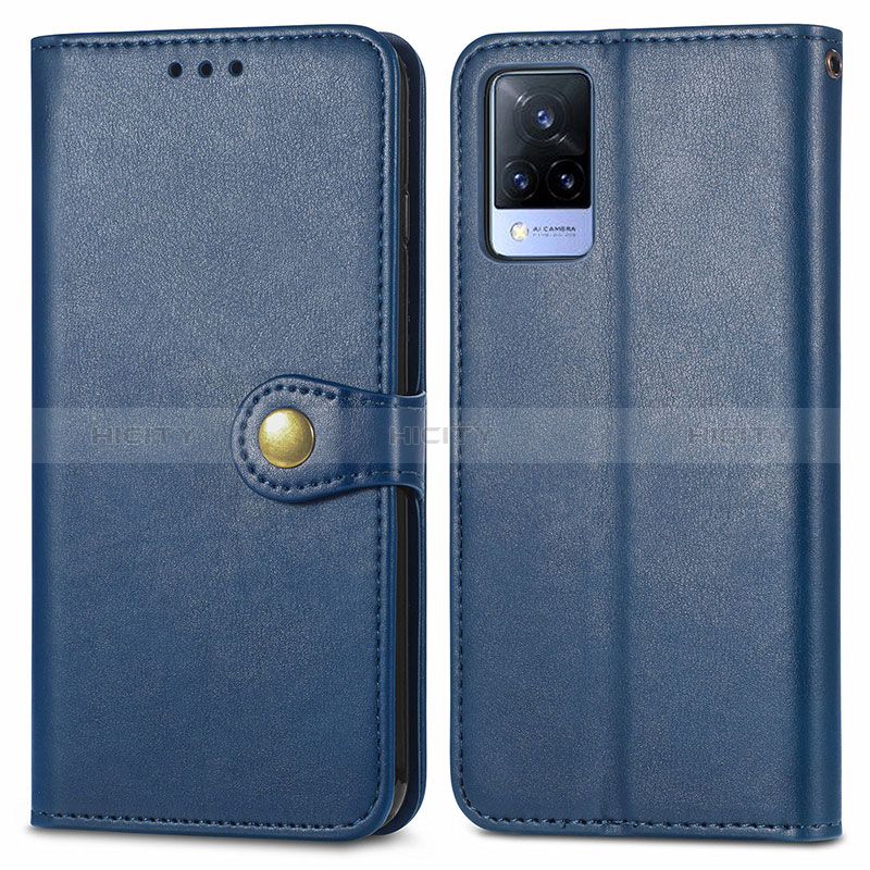 Funda de Cuero Cartera con Soporte Carcasa S05D para Vivo V21 5G Azul