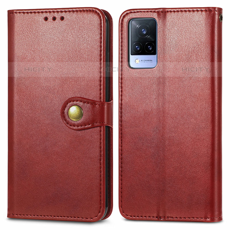 Funda de Cuero Cartera con Soporte Carcasa S05D para Vivo V21s 5G Rojo