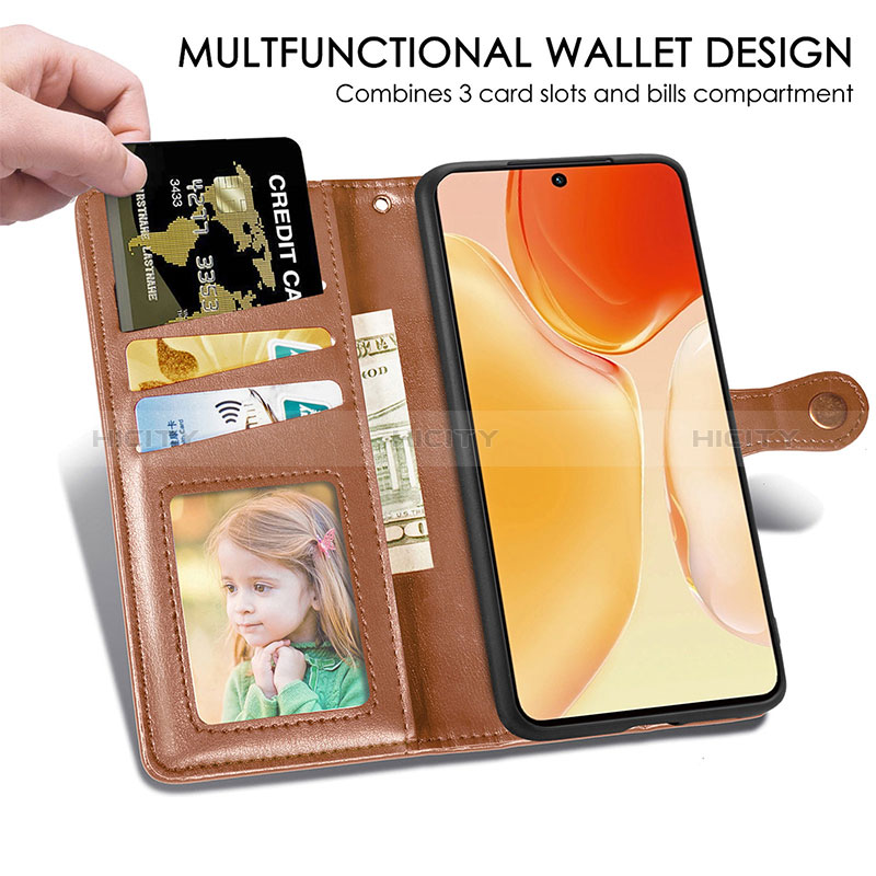 Funda de Cuero Cartera con Soporte Carcasa S05D para Vivo X70t