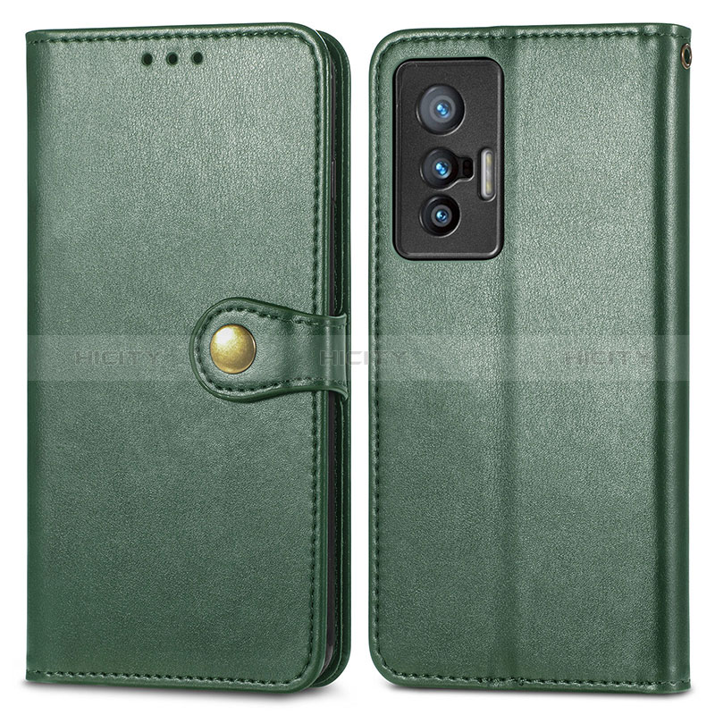 Funda de Cuero Cartera con Soporte Carcasa S05D para Vivo X70t Verde