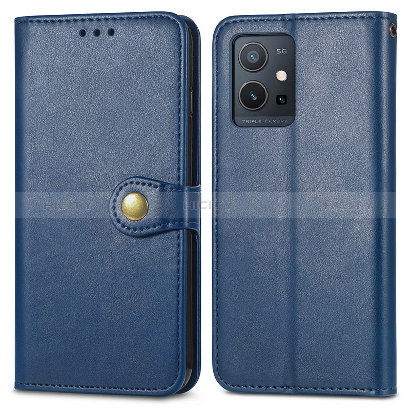 Funda de Cuero Cartera con Soporte Carcasa S05D para Vivo Y30 5G Azul