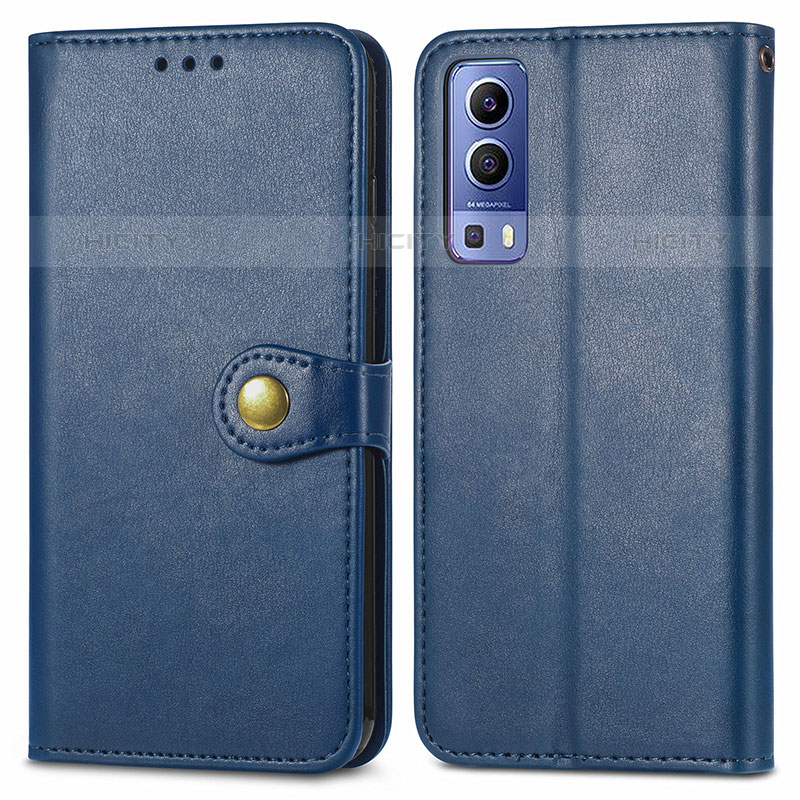 Funda de Cuero Cartera con Soporte Carcasa S05D para Vivo Y52 5G Azul