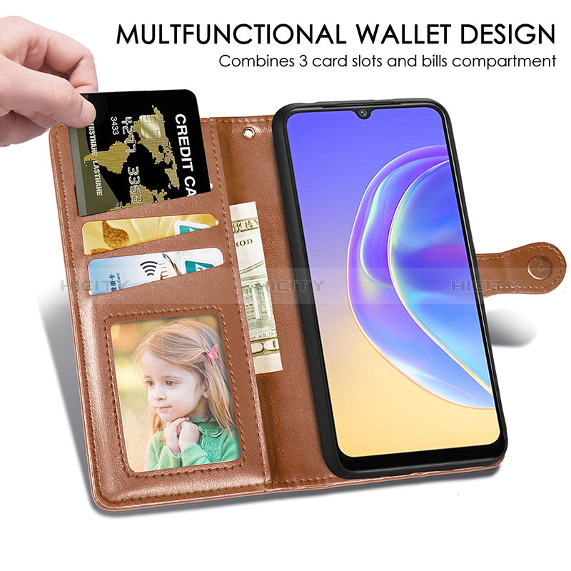 Funda de Cuero Cartera con Soporte Carcasa S05D para Vivo Y73 (2021)