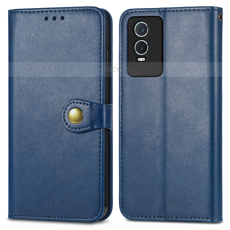 Funda de Cuero Cartera con Soporte Carcasa S05D para Vivo Y74s 5G Azul