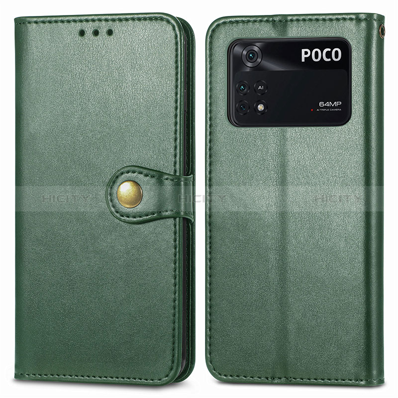 Funda de Cuero Cartera con Soporte Carcasa S05D para Xiaomi Poco M4 Pro 4G Verde