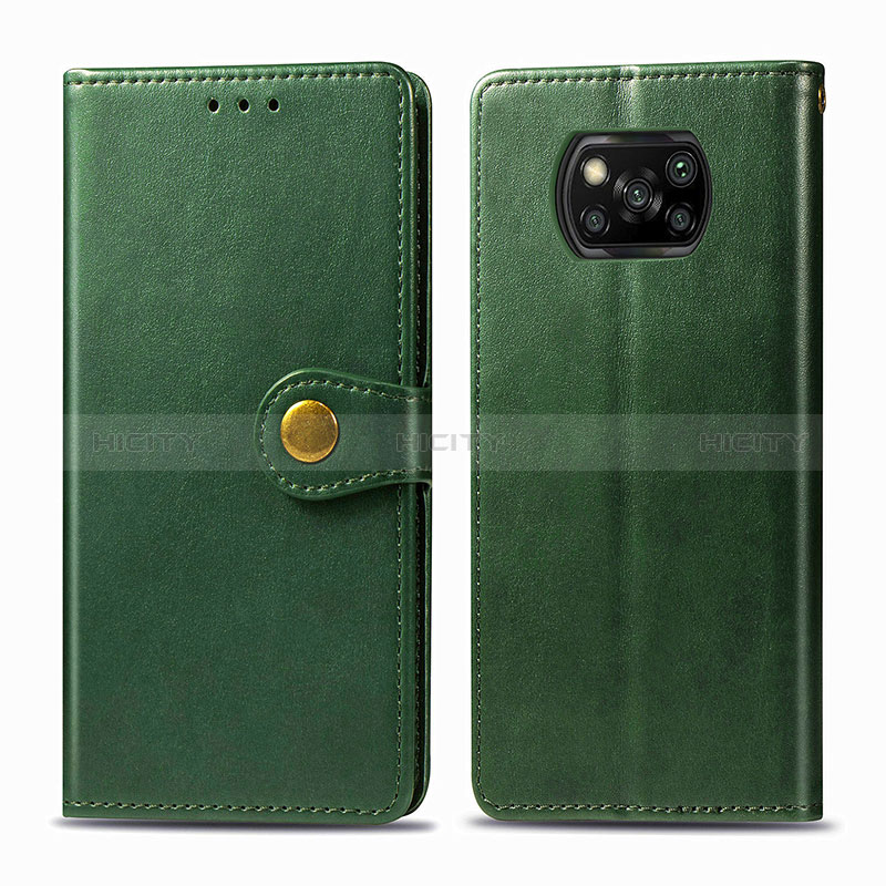 Funda de Cuero Cartera con Soporte Carcasa S05D para Xiaomi Poco X3 NFC Verde