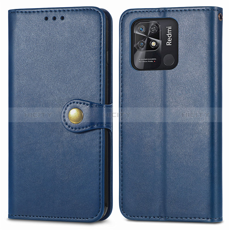 Funda de Cuero Cartera con Soporte Carcasa S05D para Xiaomi Redmi 10 India Azul