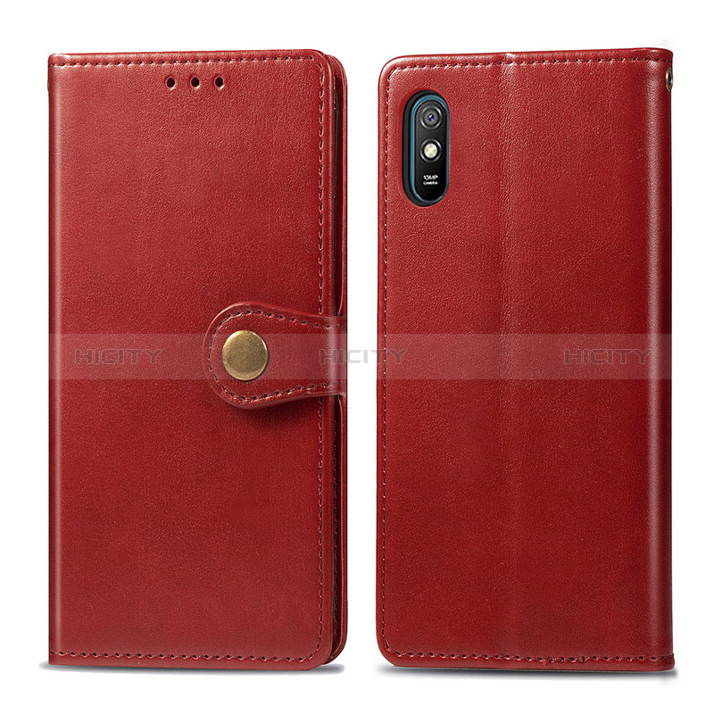 Funda de Cuero Cartera con Soporte Carcasa S05D para Xiaomi Redmi 9A Rojo