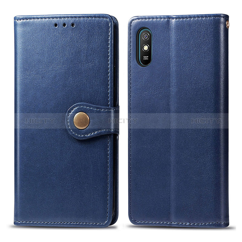 Funda de Cuero Cartera con Soporte Carcasa S05D para Xiaomi Redmi 9i Azul