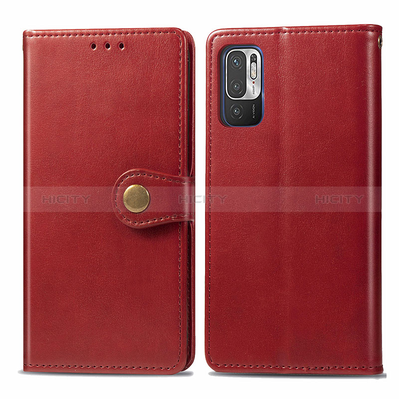 Funda de Cuero Cartera con Soporte Carcasa S05D para Xiaomi Redmi Note 10 5G Rojo