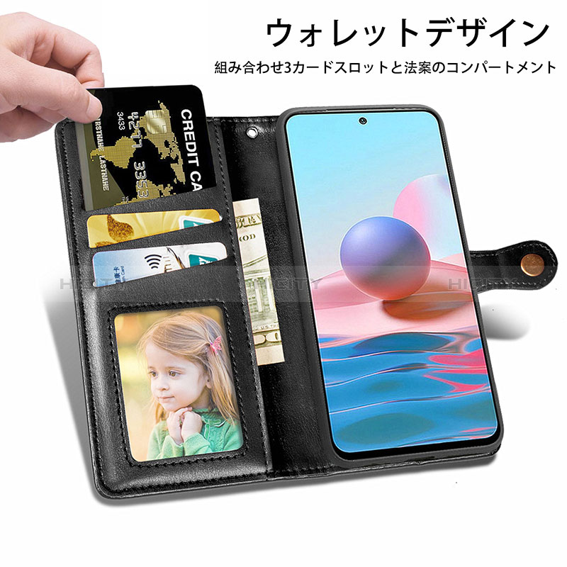 Funda de Cuero Cartera con Soporte Carcasa S05D para Xiaomi Redmi Note 10 JE 5G