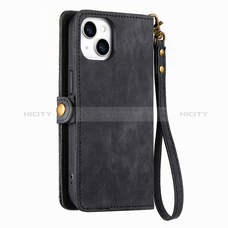 Funda de Cuero Cartera con Soporte Carcasa S06D para Apple iPhone 15