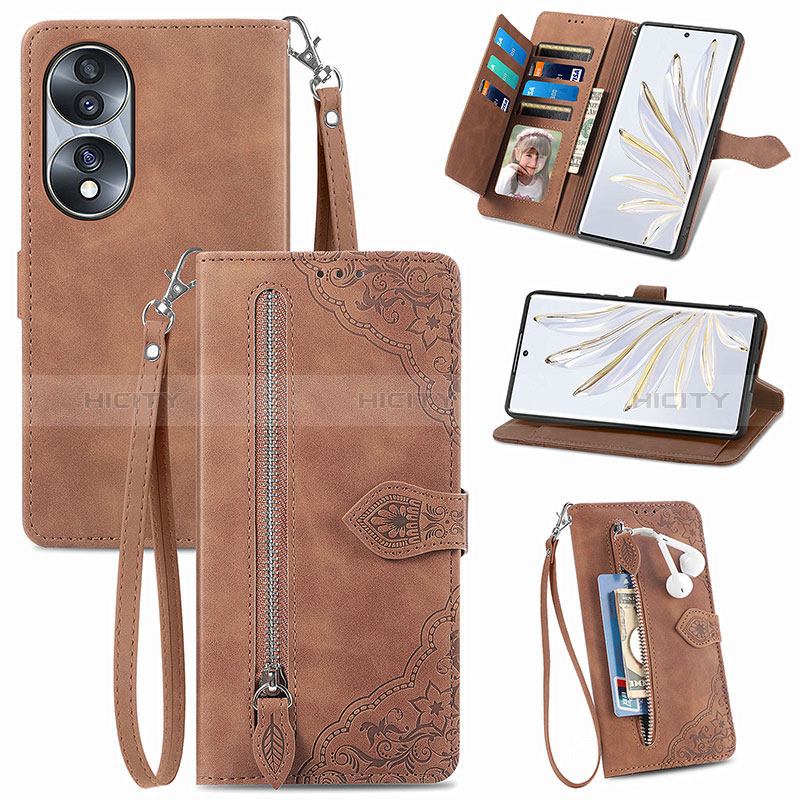 Funda de Cuero Cartera con Soporte Carcasa S06D para Huawei Honor 70 5G