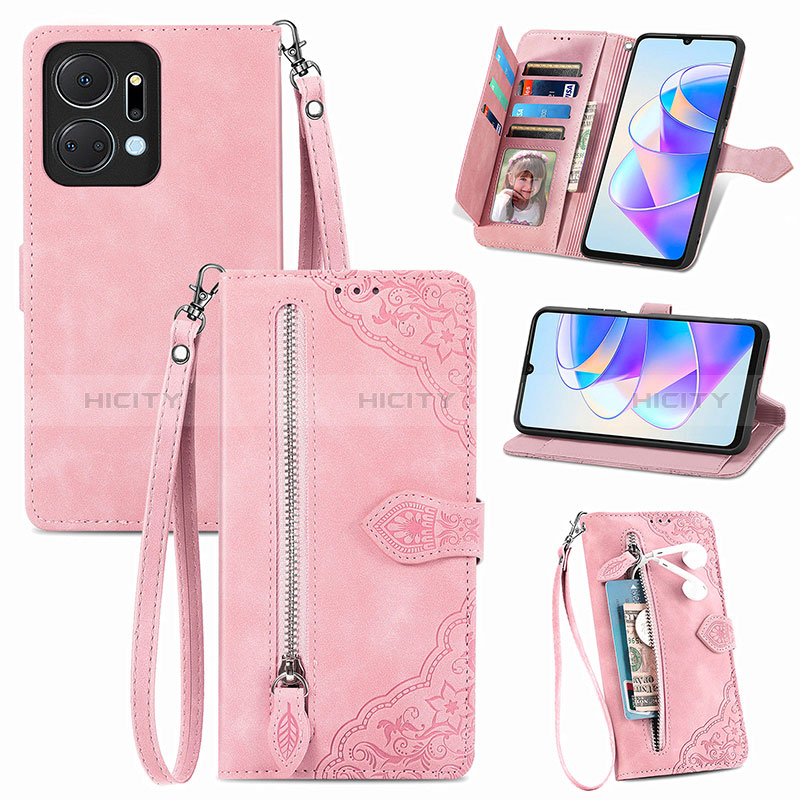 Funda de Cuero Cartera con Soporte Carcasa S06D para Huawei Honor X7a