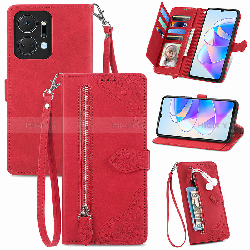 Funda de Cuero Cartera con Soporte Carcasa S06D para Huawei Honor X7a