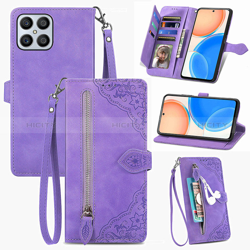 Funda de Cuero Cartera con Soporte Carcasa S06D para Huawei Honor X8 4G