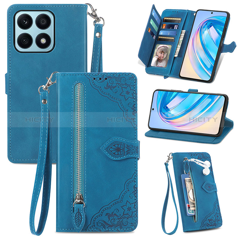 Funda de Cuero Cartera con Soporte Carcasa S06D para Huawei Honor X8a 4G