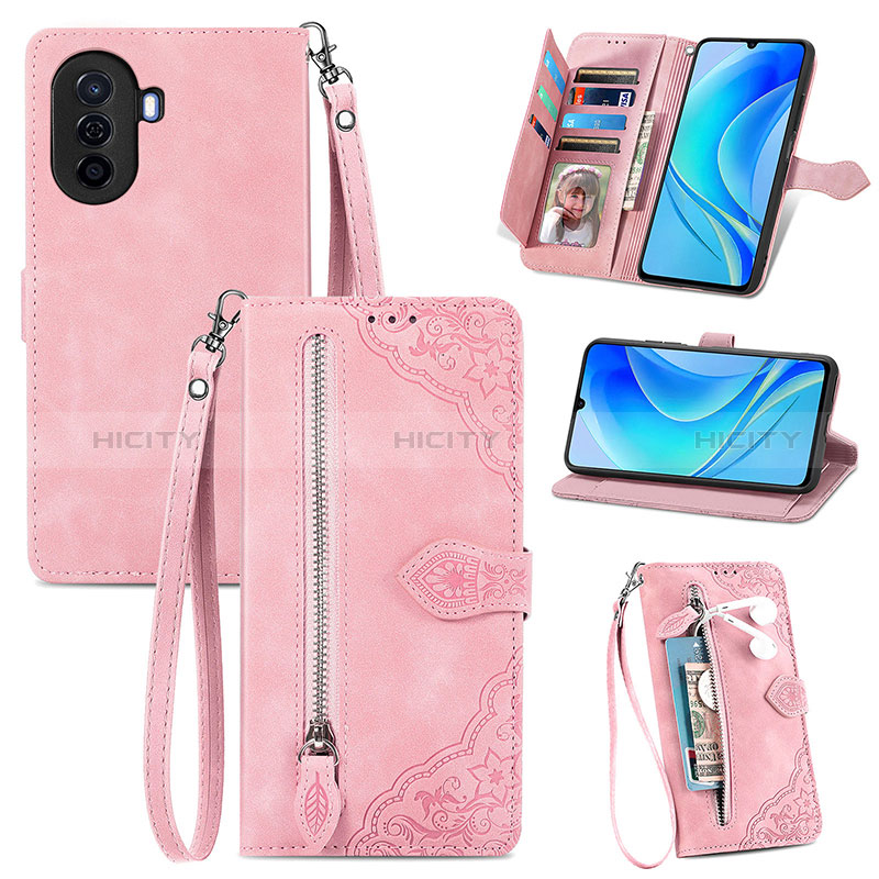 Funda de Cuero Cartera con Soporte Carcasa S06D para Huawei Nova Y70