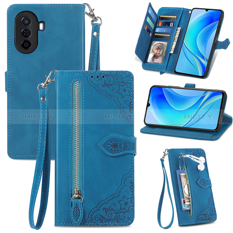 Funda de Cuero Cartera con Soporte Carcasa S06D para Huawei Nova Y70