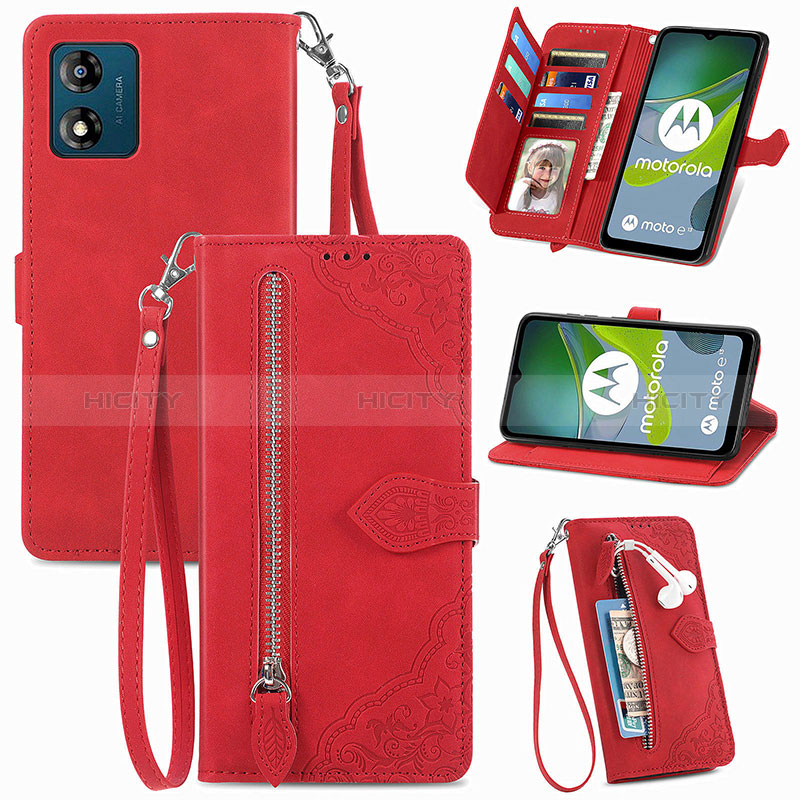 Funda de Cuero Cartera con Soporte Carcasa S06D para Motorola Moto E13