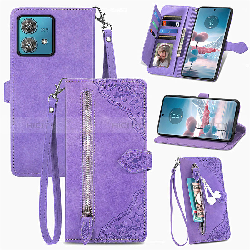 Funda de Cuero Cartera con Soporte Carcasa S06D para Motorola Moto Edge 40 Neo 5G