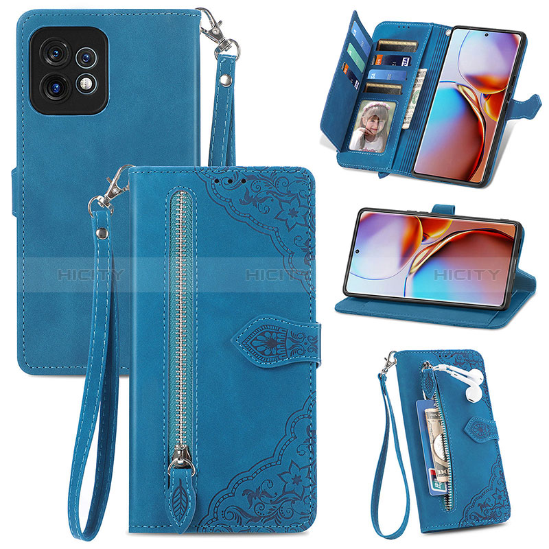 Funda de Cuero Cartera con Soporte Carcasa S06D para Motorola Moto Edge 40 Pro 5G