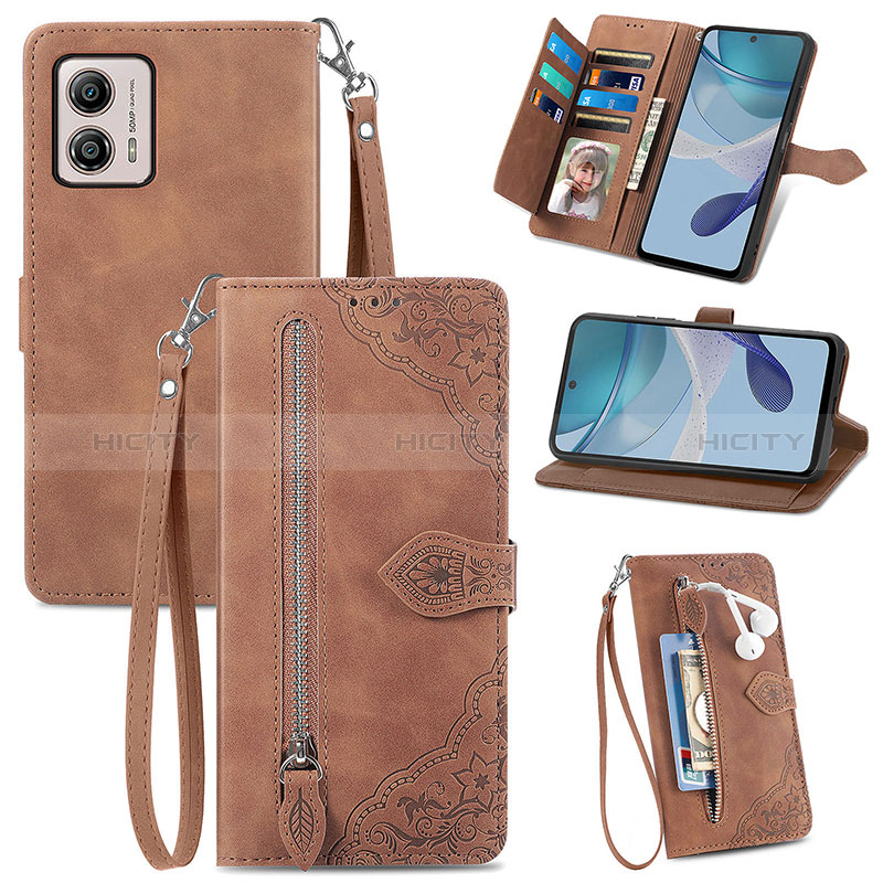 Funda de Cuero Cartera con Soporte Carcasa S06D para Motorola Moto G53y 5G