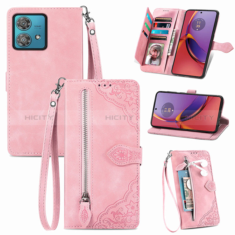 Funda de Cuero Cartera con Soporte Carcasa S06D para Motorola Moto G84 5G Rosa