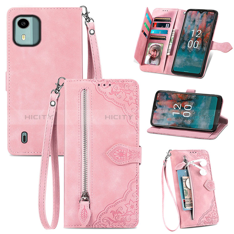 Funda de Cuero Cartera con Soporte Carcasa S06D para Nokia C12 Plus