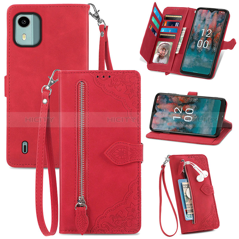 Funda de Cuero Cartera con Soporte Carcasa S06D para Nokia C12 Plus