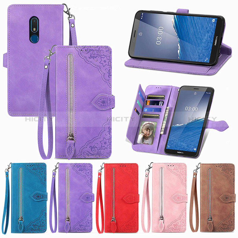 Funda de Cuero Cartera con Soporte Carcasa S06D para Nokia C3