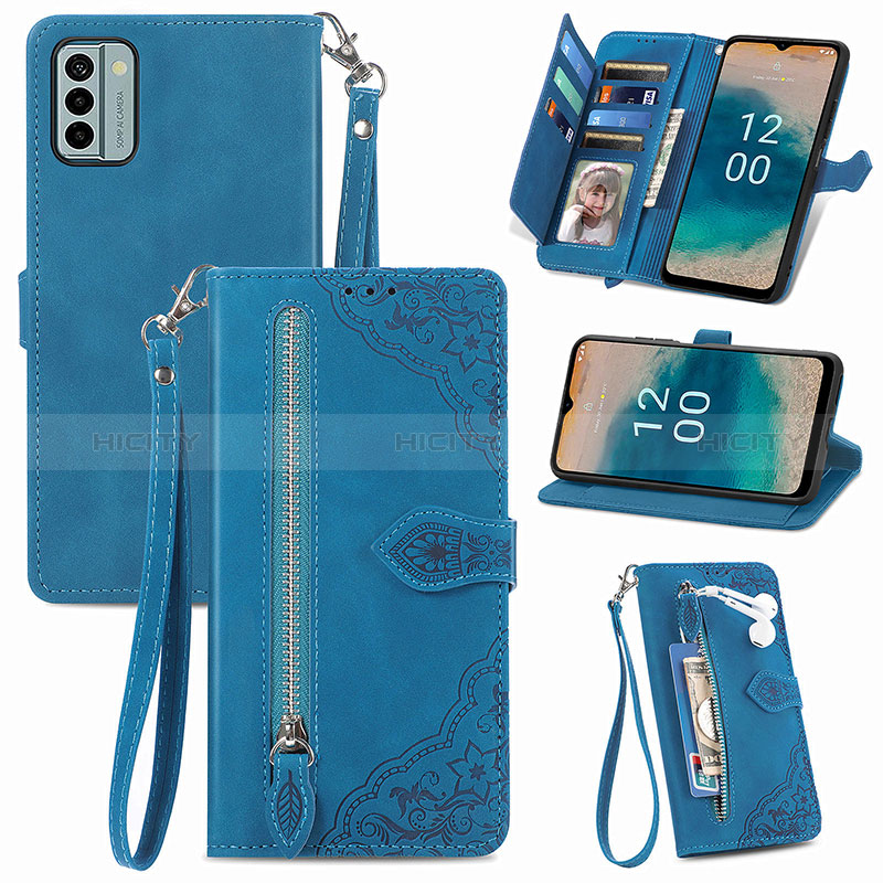 Funda de Cuero Cartera con Soporte Carcasa S06D para Nokia G22 Azul