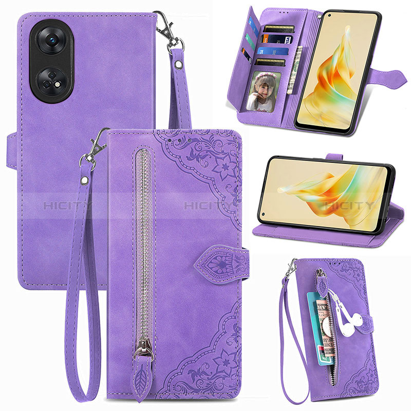 Funda de Cuero Cartera con Soporte Carcasa S06D para Oppo Reno8 T 4G