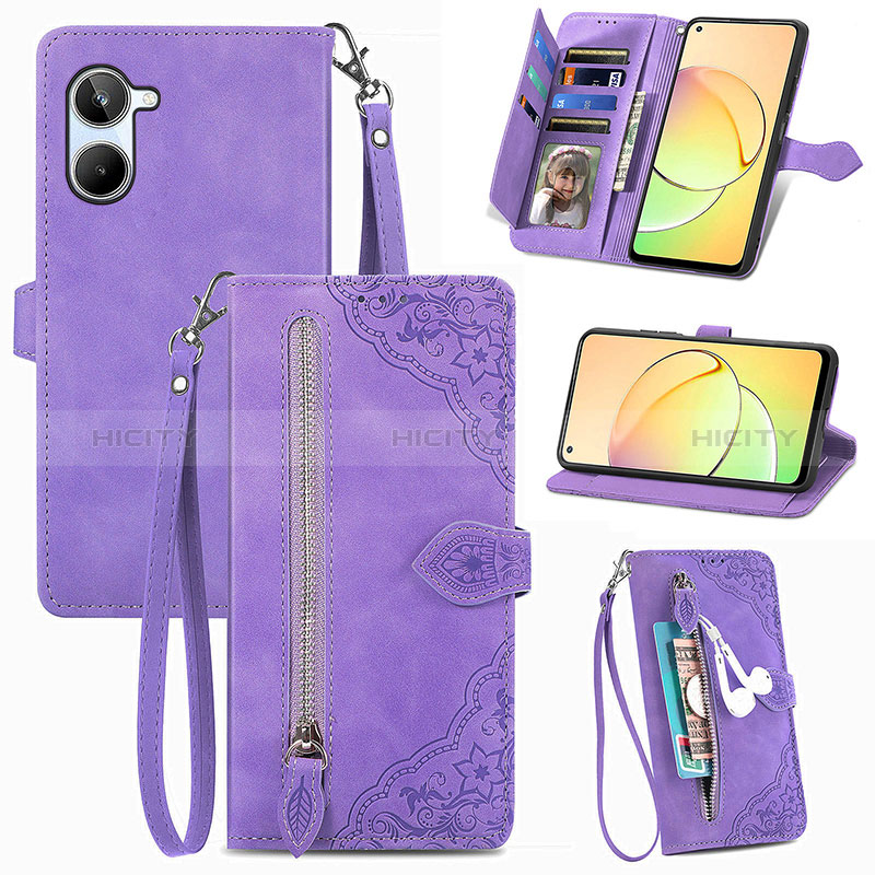 Funda de Cuero Cartera con Soporte Carcasa S06D para Realme 10 Pro 5G