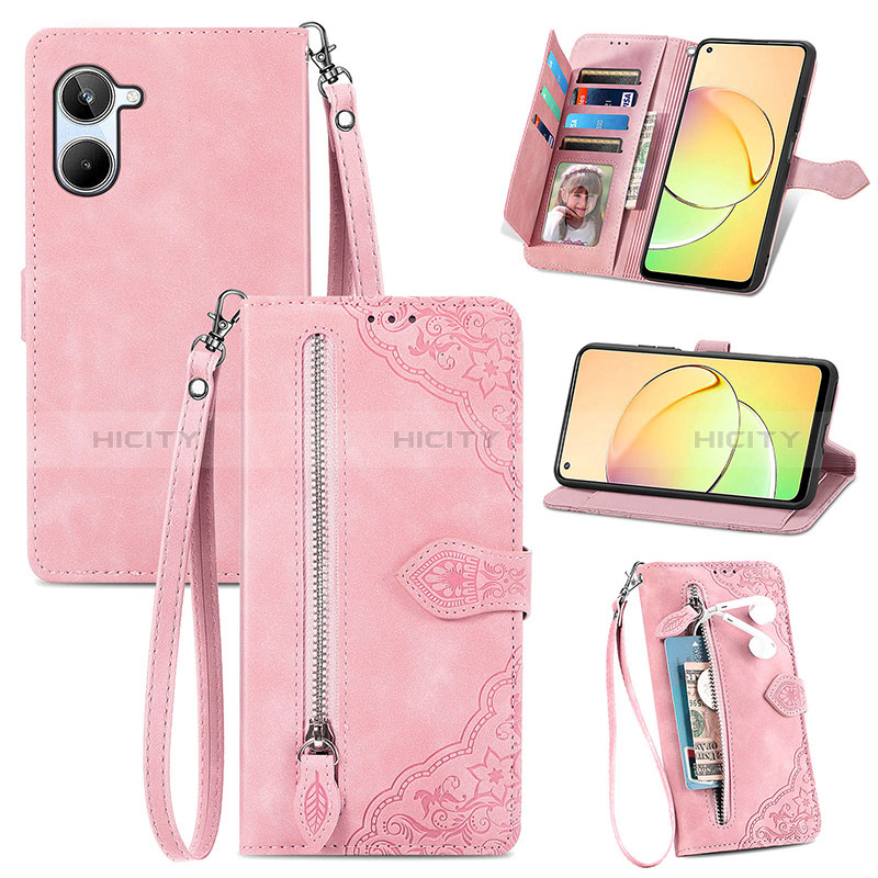 Funda de Cuero Cartera con Soporte Carcasa S06D para Realme 10 Pro 5G Rosa