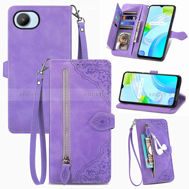 Funda de Cuero Cartera con Soporte Carcasa S06D para Realme C30s